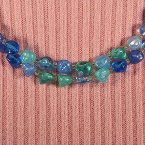 Fun Blue Green Doubled Lucite Vintage Necklace